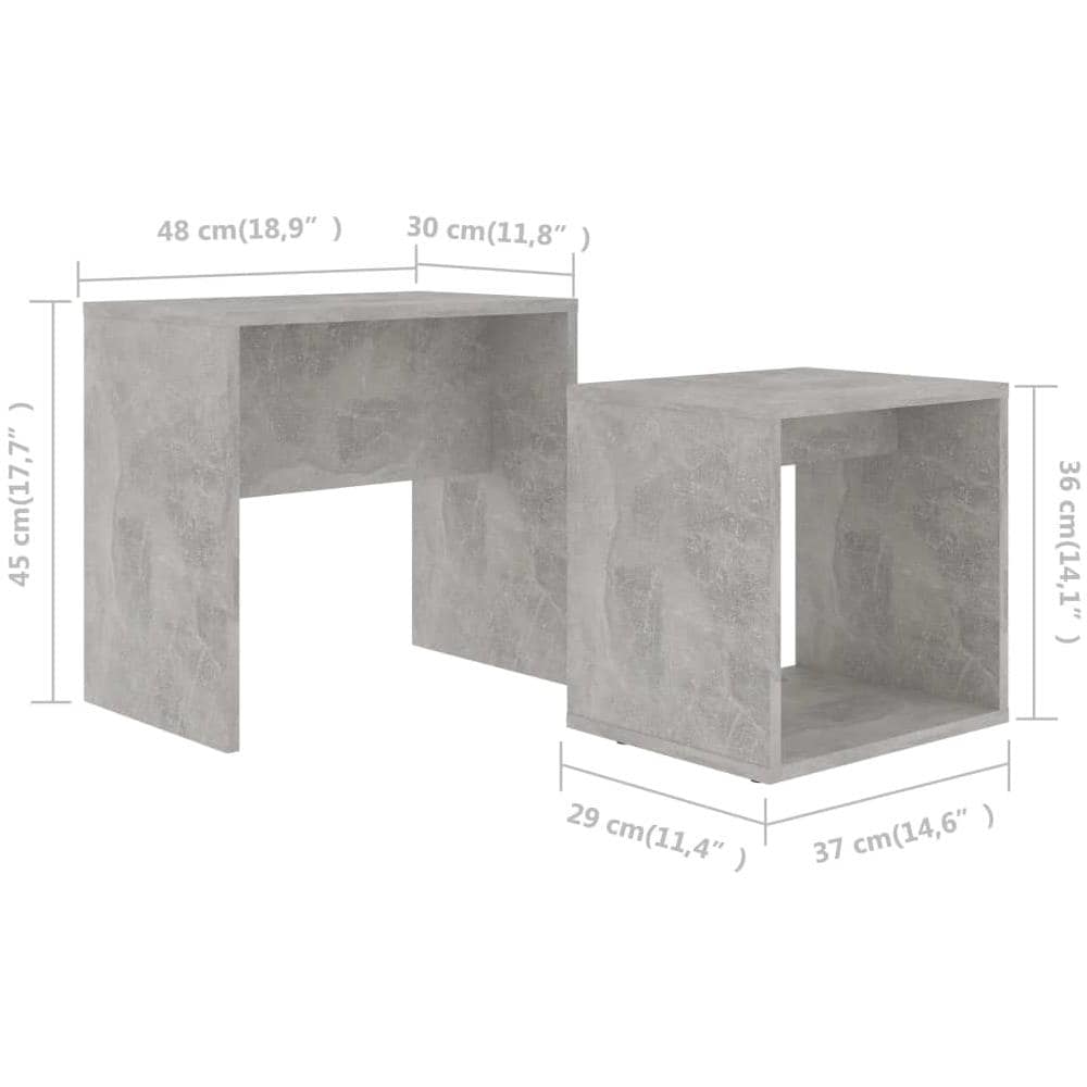 Set Tavolini da Salotto Grigio Cemento 48x30x45 cm Multistrato - Foto 6