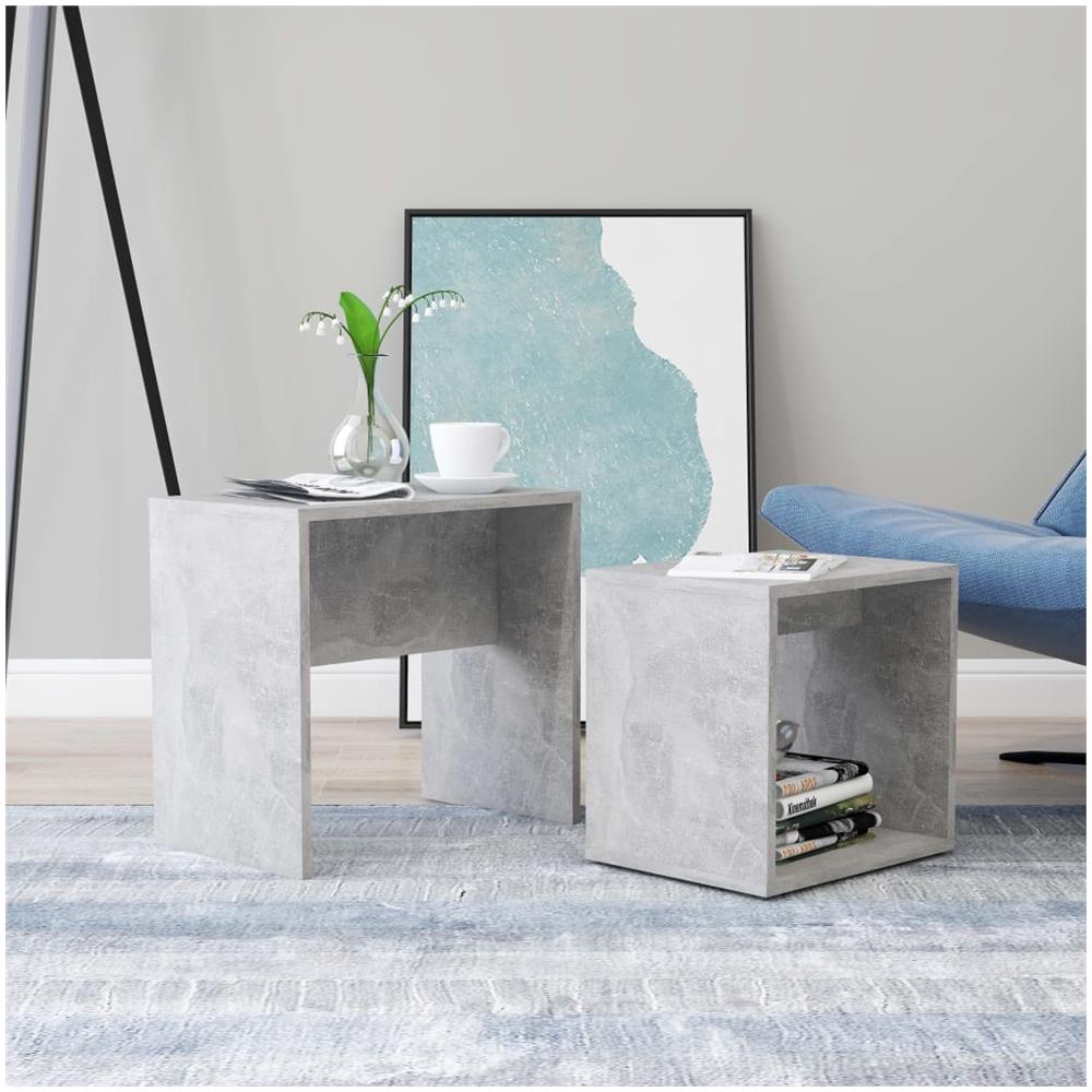 Set Tavolini da Salotto Grigio Cemento 48x30x45 cm Multistrato - Foto 1