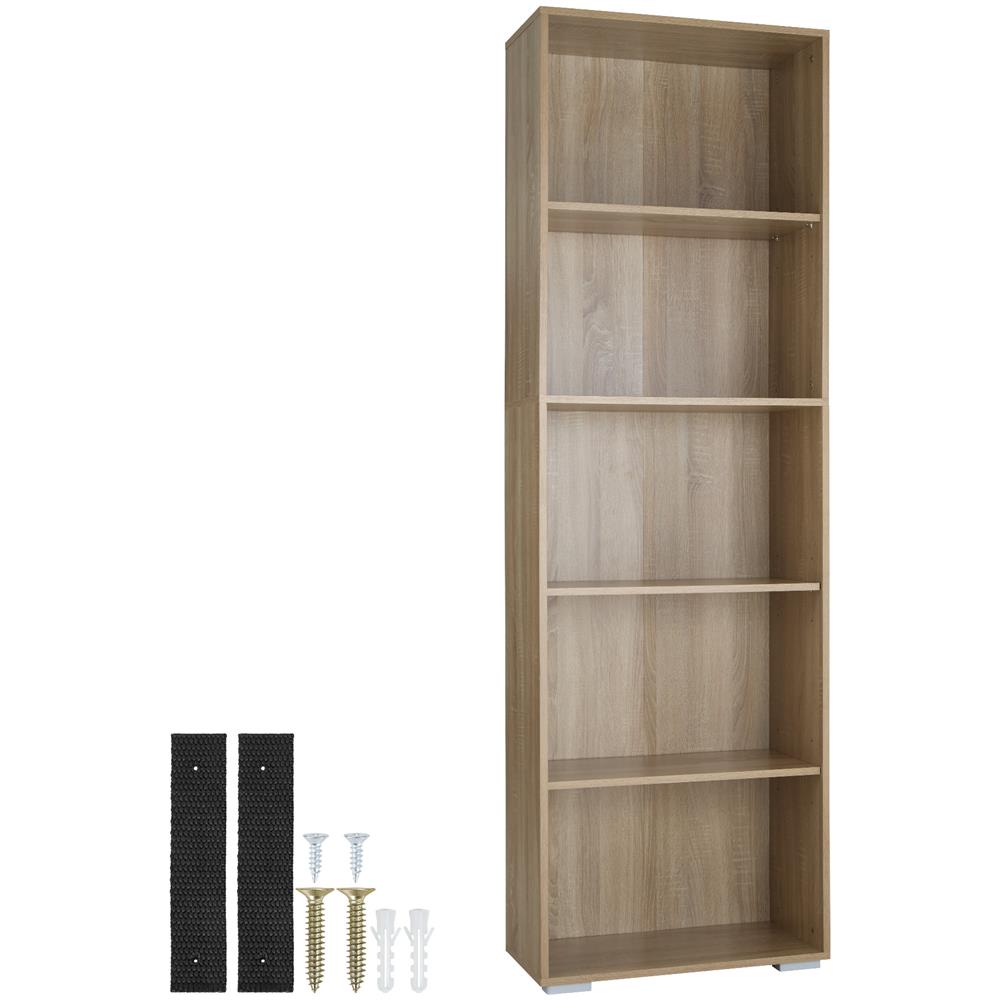 Scaffale Per Libri Lexi 5 Ripiani 60 X 30 X 190 Cm - Legno Chiaro, Rovere Sonoma - Foto 6