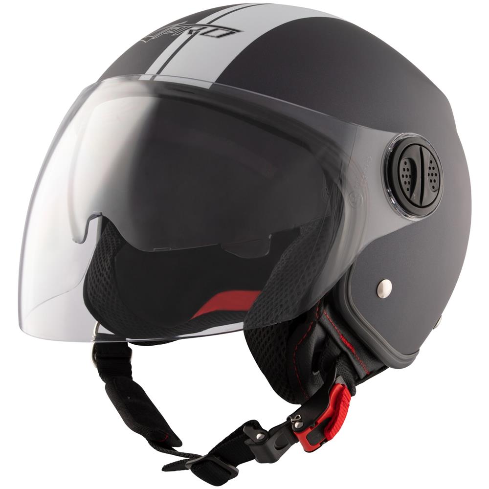 Jet Casco Moto Grigio Opaco Omologato Ece Grafica Bianca Visiera Parasole L - Foto 5