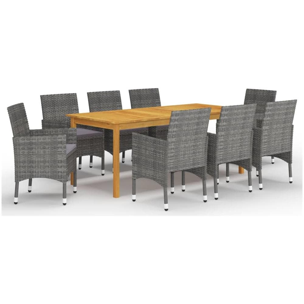 Set Da Pranzo Da Giardino 9 Pz Grigio - Foto 1