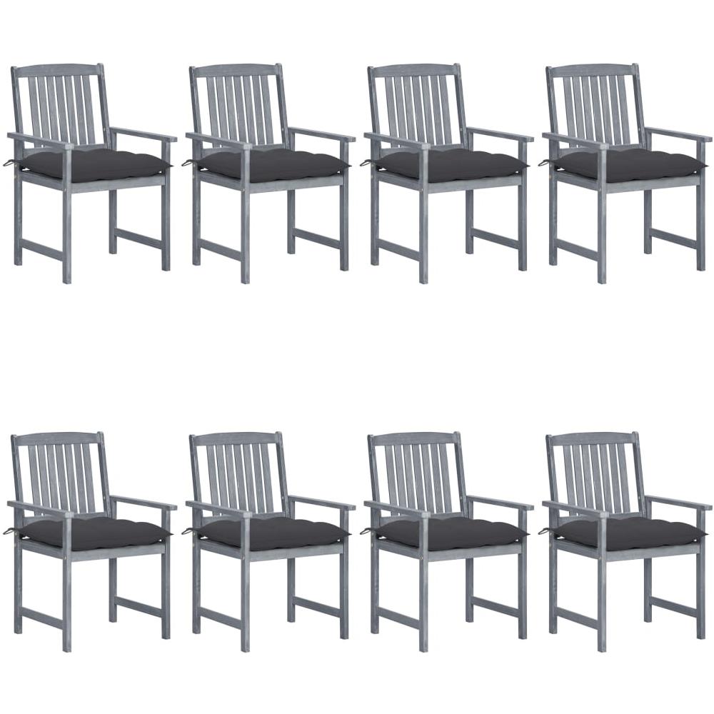 Sedie da Giardino con Cuscini 8 pz in Massello di Acacia Grigie - Foto 1