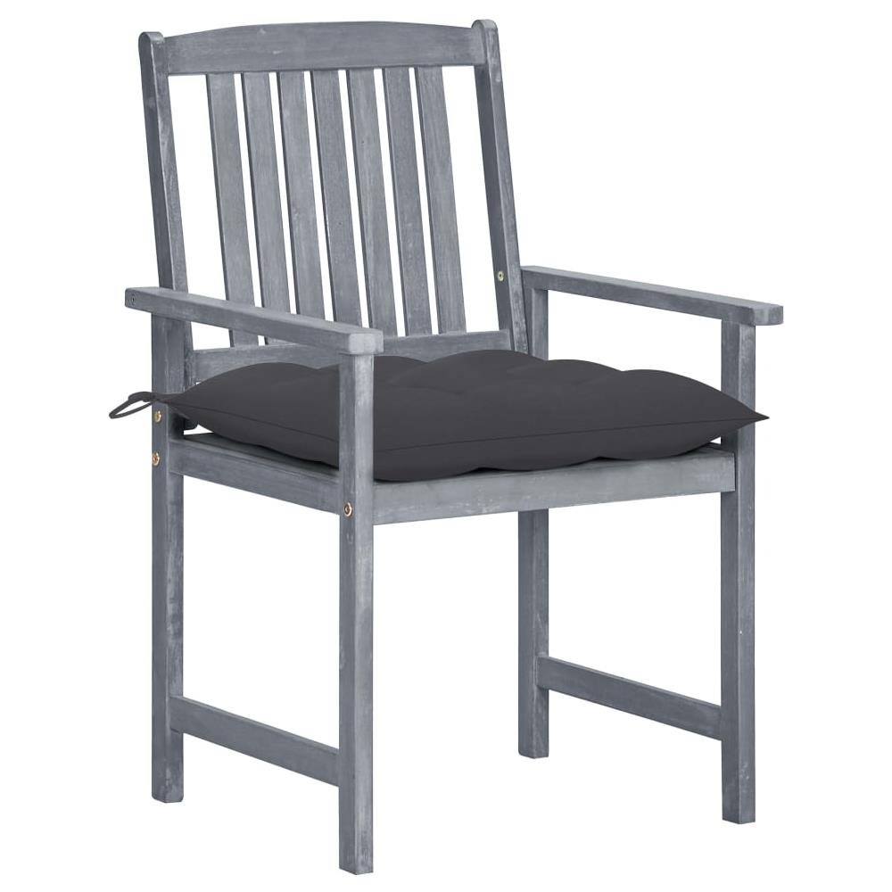 Sedie da Giardino con Cuscini 8 pz in Massello di Acacia Grigie - Foto 3