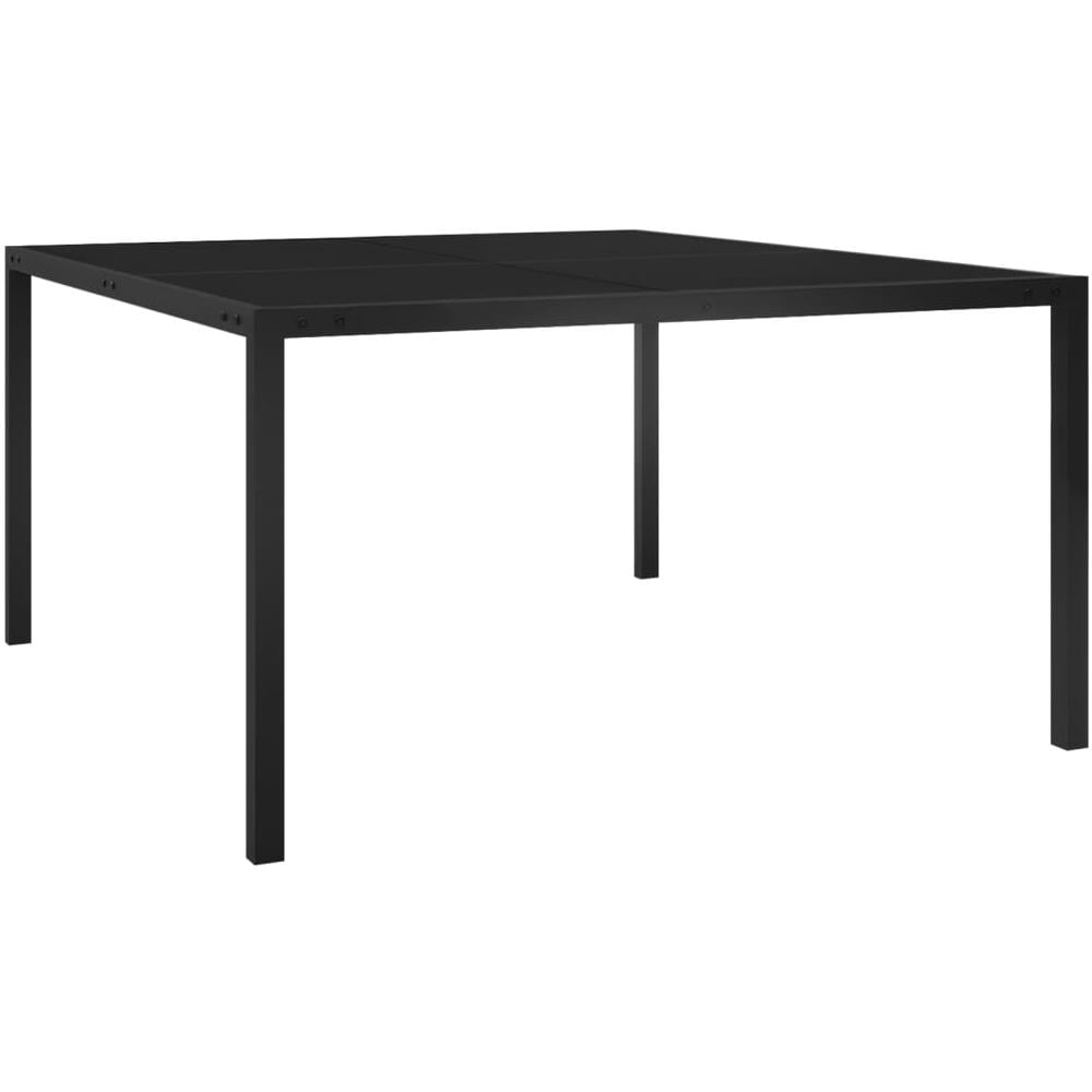 Tavolo da Giardino 130x130x72 cm Nero in Acciaio e Vetro - Foto 1