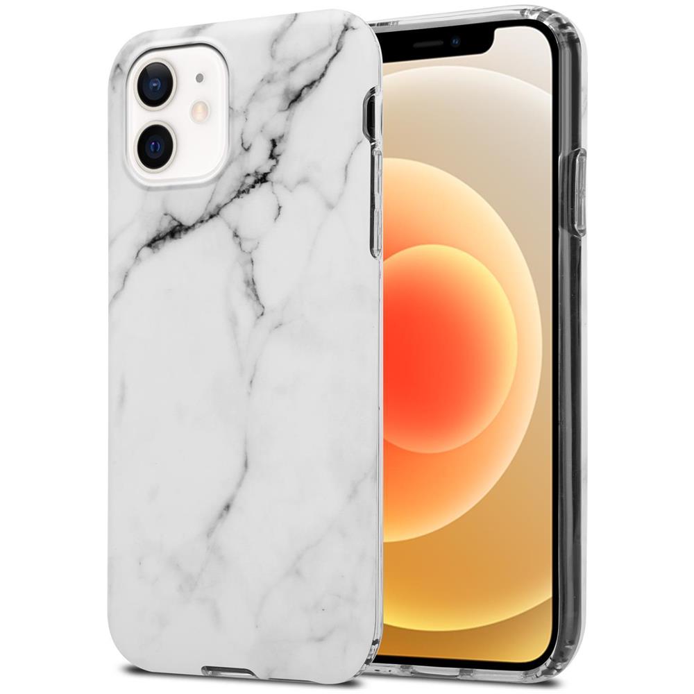 Custodia Compatibile Con Apple Iphone 12 Pro Max In Marmo Bianco Grigio No. 23 - Coperchio Protettivo In Silicone Tpu Con Motivo A Mosaico - Foto 1
