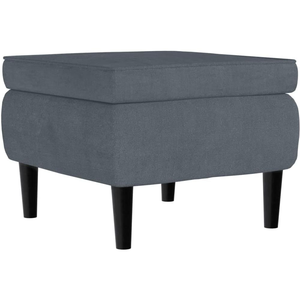 Poggiapiedi con Gambe in Legno Grigio Scuro in Velluto - Foto 1