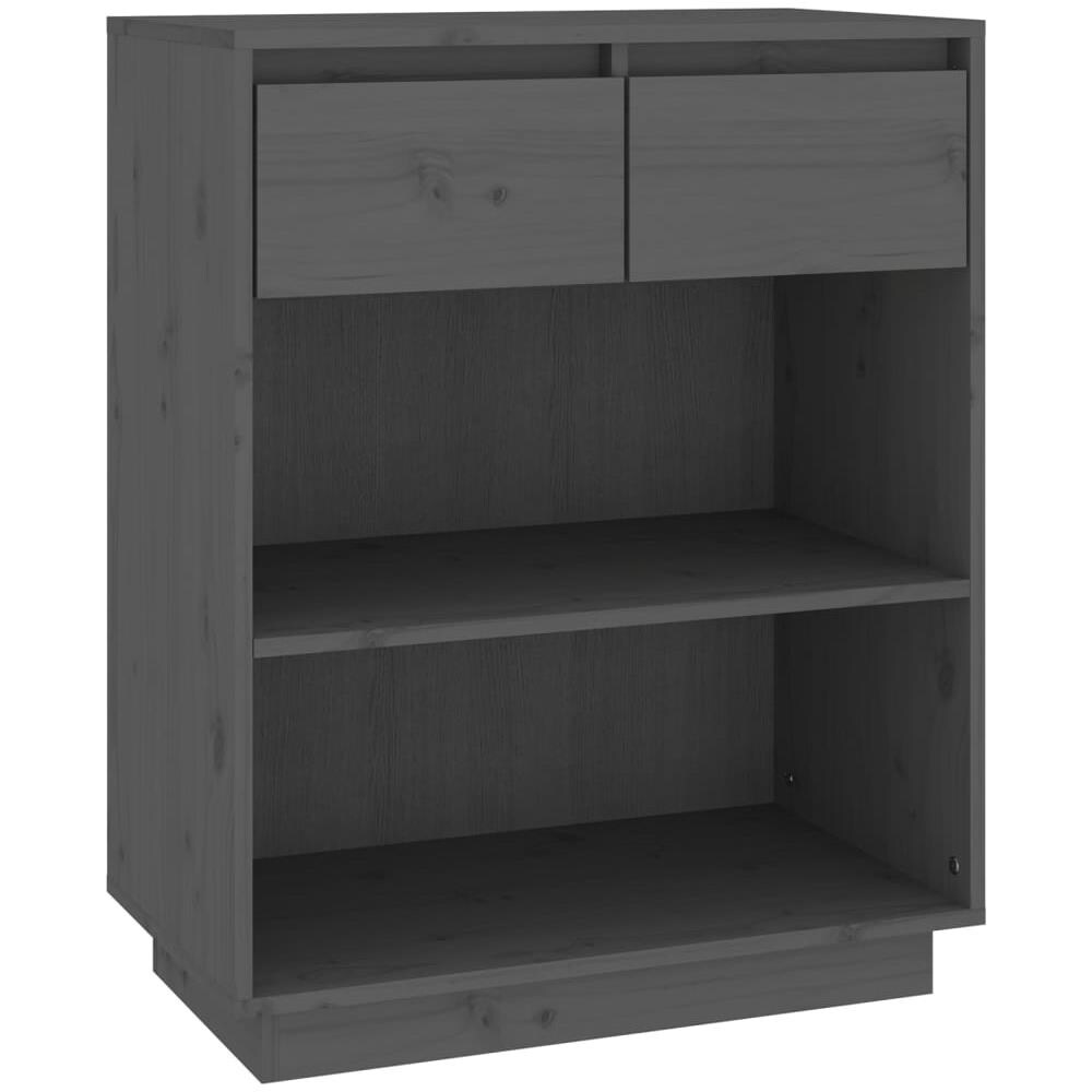 Mobile Consolle Grigio 60x34x75 Cm In Legno Massello Di Pino - Foto 2