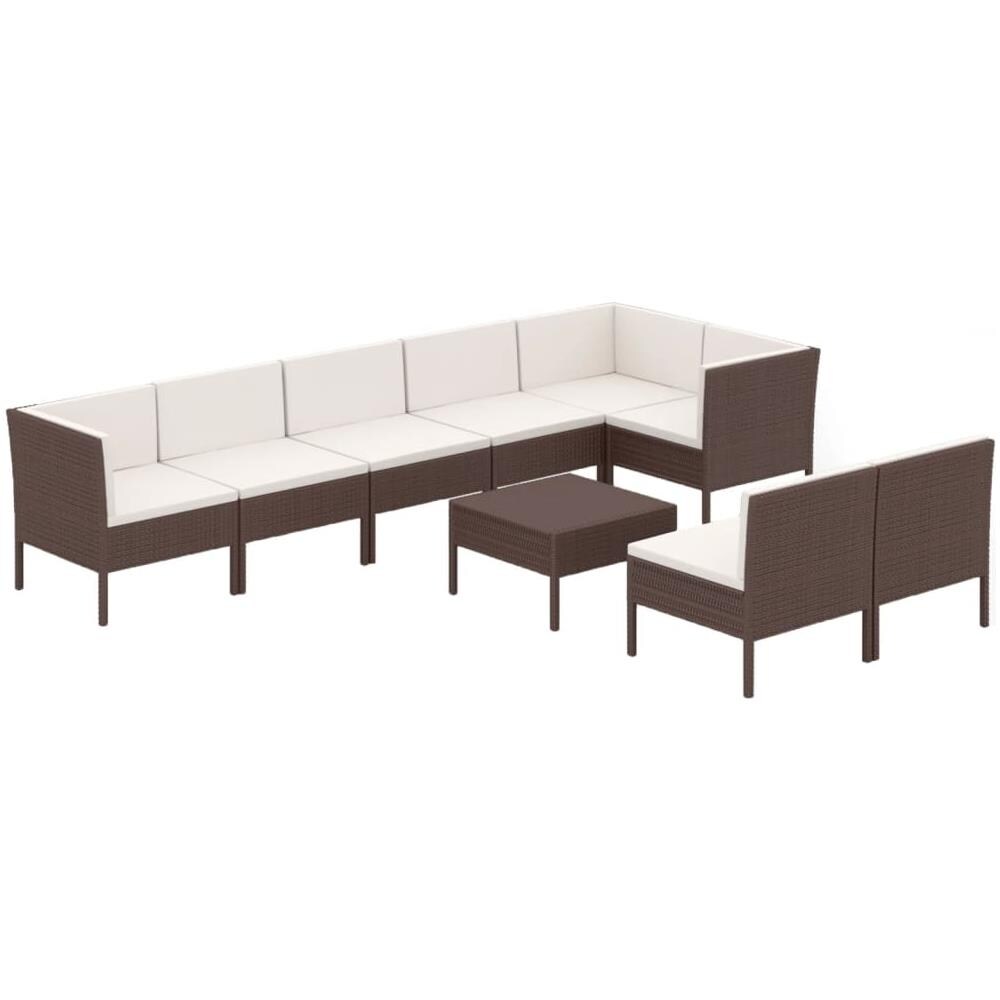 Set Divani Da Giardino 9 Pz Con Cuscini In Polyrattan Marrone - Foto 2