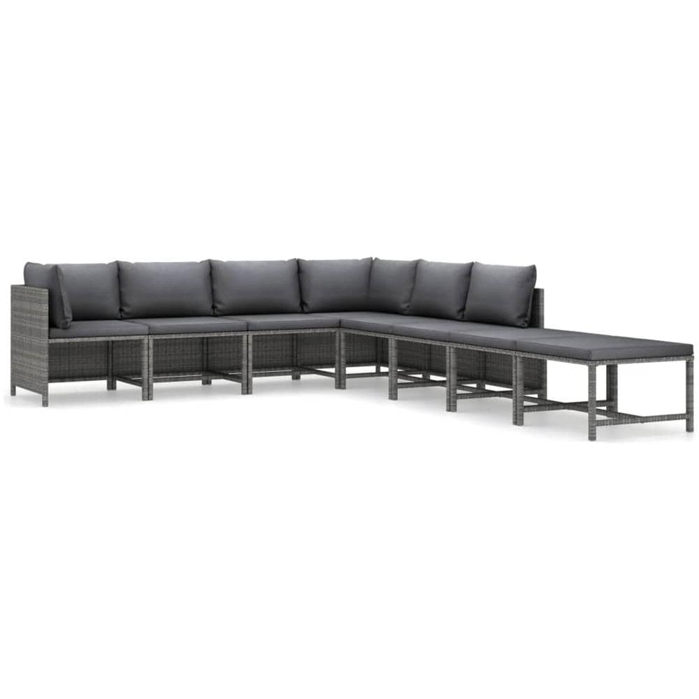 Set Divani Da Giardino 8 Pz Con Cuscini In Polyrattan Grigio - Foto 2