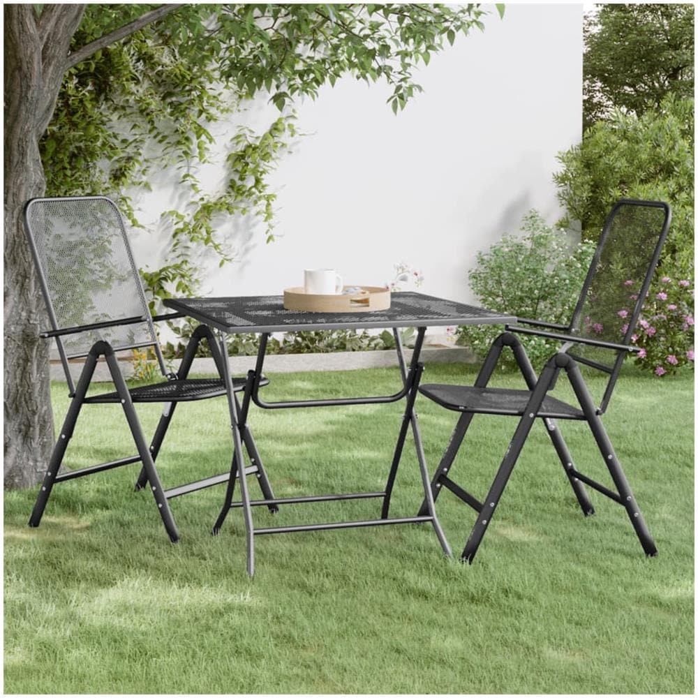 Tavolo Da Giardino 80x80x72 Cm Rete Metallica Espansa Antracite - Foto 1