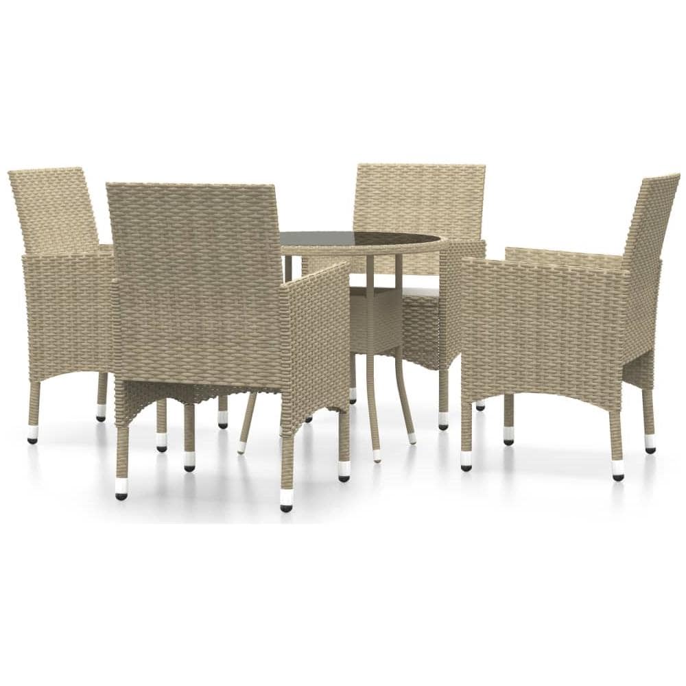 Set Mobili Da Pranzo Per Giardino 5 Pz In Polyrattan Beige - Foto 1