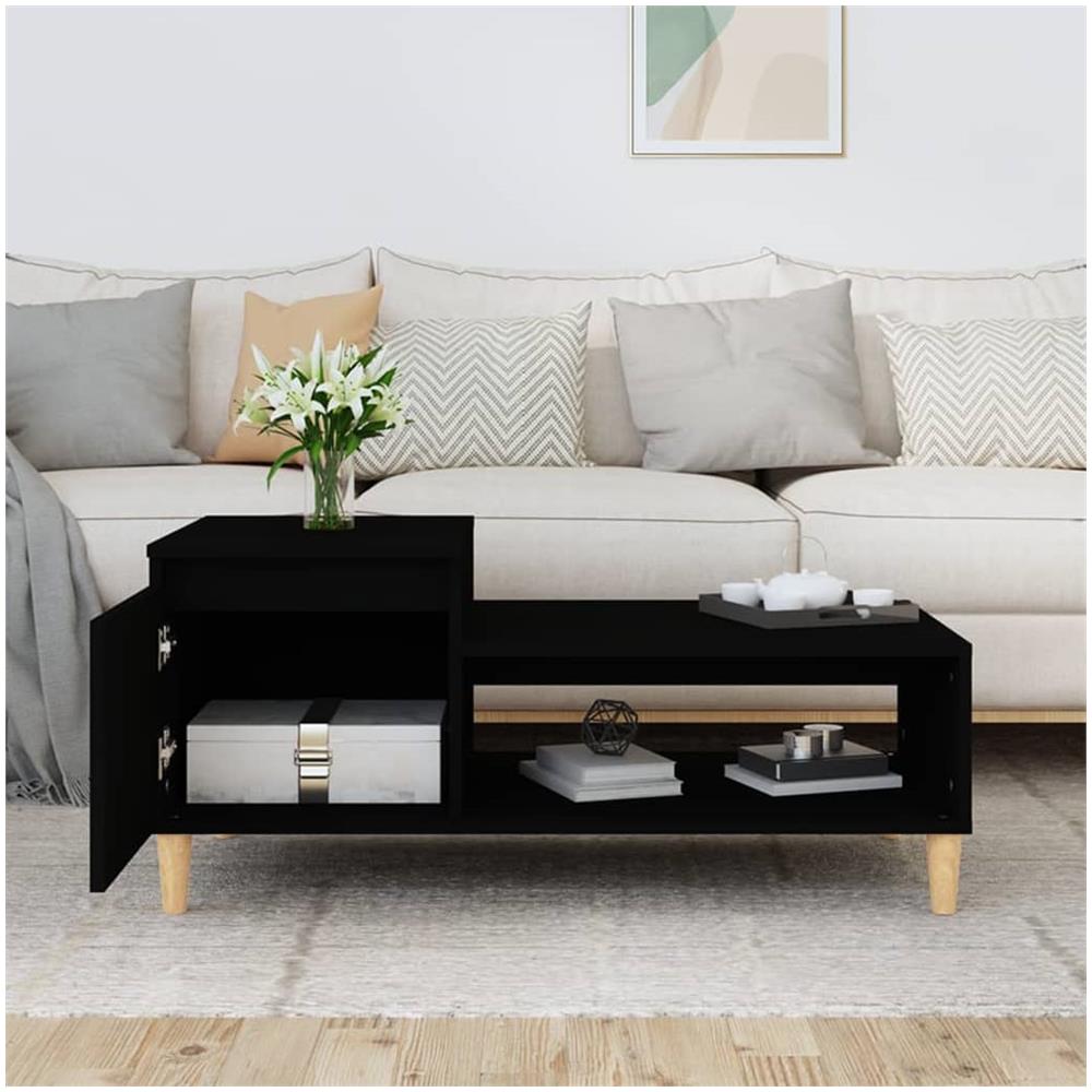 Tavolino Da Salotto Nero 100x50x45 Cm In Legno Multistrato - Foto 3