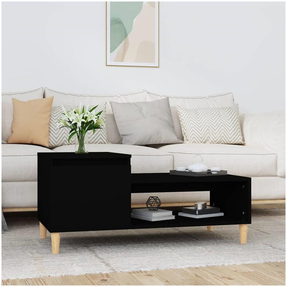 Tavolino Da Salotto Nero 100x50x45 Cm In Legno Multistrato - Foto 1