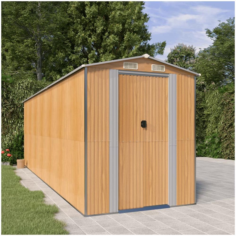 Capanno Giardino Marrone Chiaro 192x606x223 cm Acciaio Zincato - Foto 1