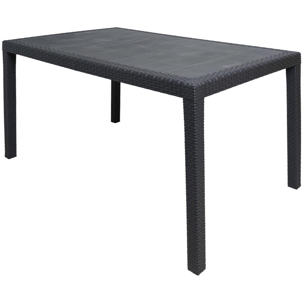 Tavolo Da Esterno Portici, Tavolo Rettangolare Da Pranzo, Tavolo Da Giardino Multiuso Effetto Rattan, 100% Made In Italy, 150x90h72 Cm, Antracite - Foto 2