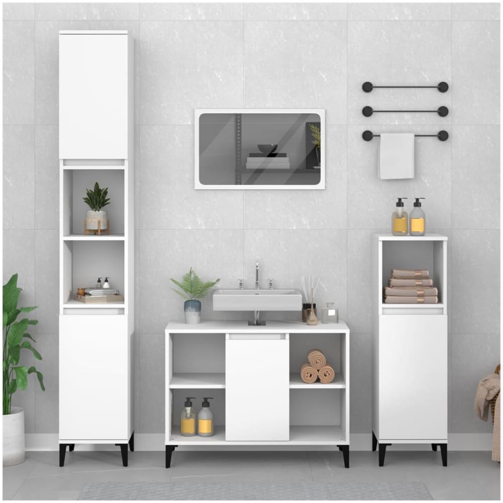 Mobile Lavabo Bianco 80x33x60 Cm In Legno Multistrato - Foto 1