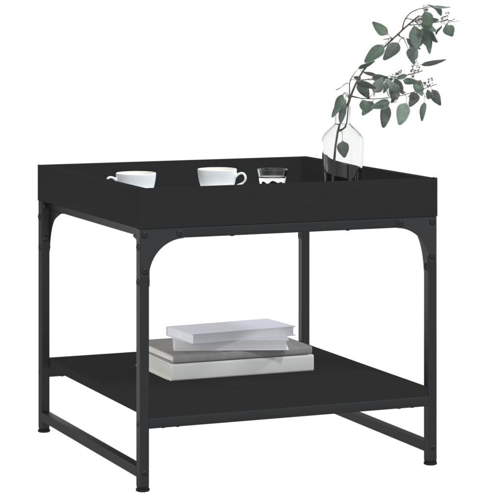 Tavolino Da Salotto Nero 49,5x49,5x45 Cm In Legno Multistrato - Foto 3
