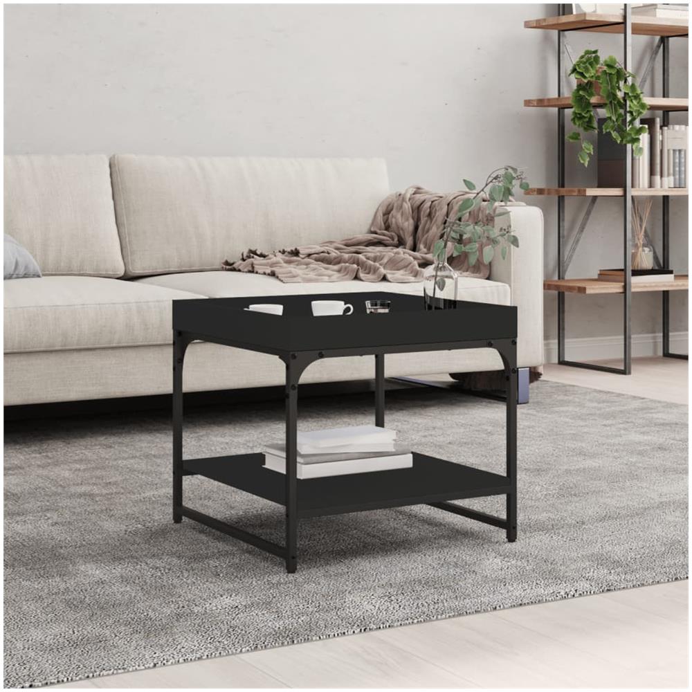Tavolino Da Salotto Nero 49,5x49,5x45 Cm In Legno Multistrato - Foto 1