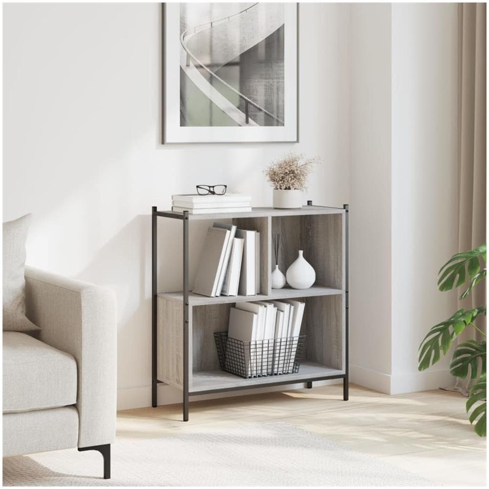 Libreria Grigio Sonoma 72x28x77,5 Cm In Legno Multistrato - Foto 3