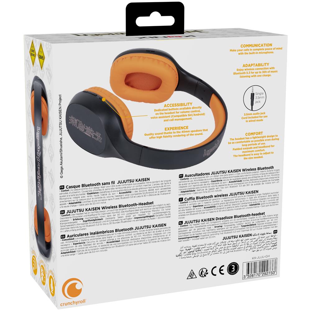 KX JUJUTSU BT HEADPHONES Auricolare Con cavo e senza cavo A Padiglione Gaming Bluetooth Nero, Arancione - Foto 12