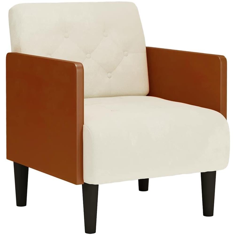 Divano Sedia con Braccioli Crema 55 cm in Velluto - Foto 1