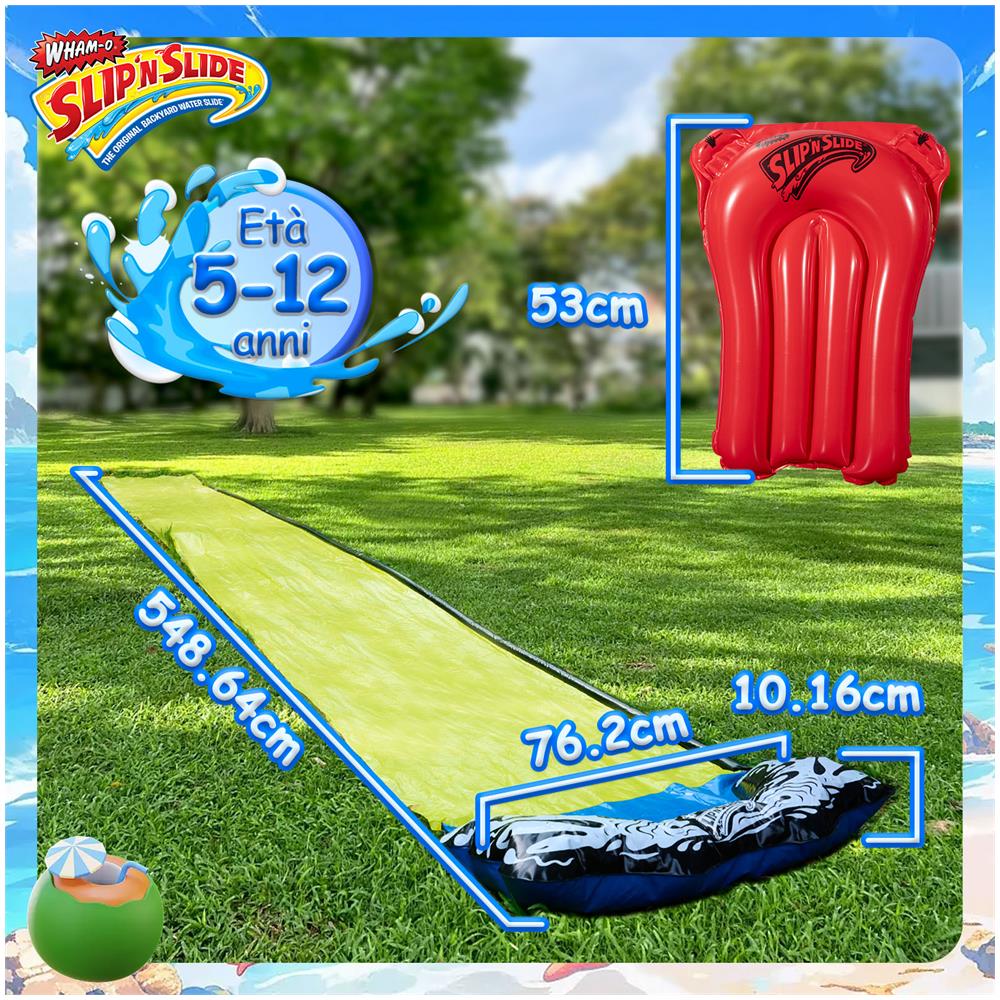 Scivolo d'acqua da Giardino, Slip N Slide Wave Rider 548.64 cm con Boogie per bambini 5-12 anni - Foto 1