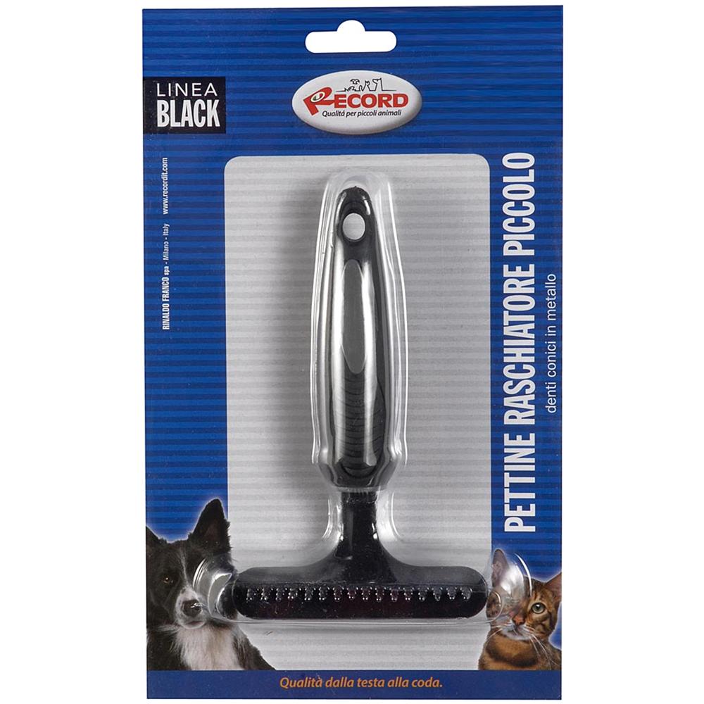 Pettine raschiatore piccolo in metallo con denti conici e con manico in gomma per cani e gatti. cm 16x9 - Foto 3