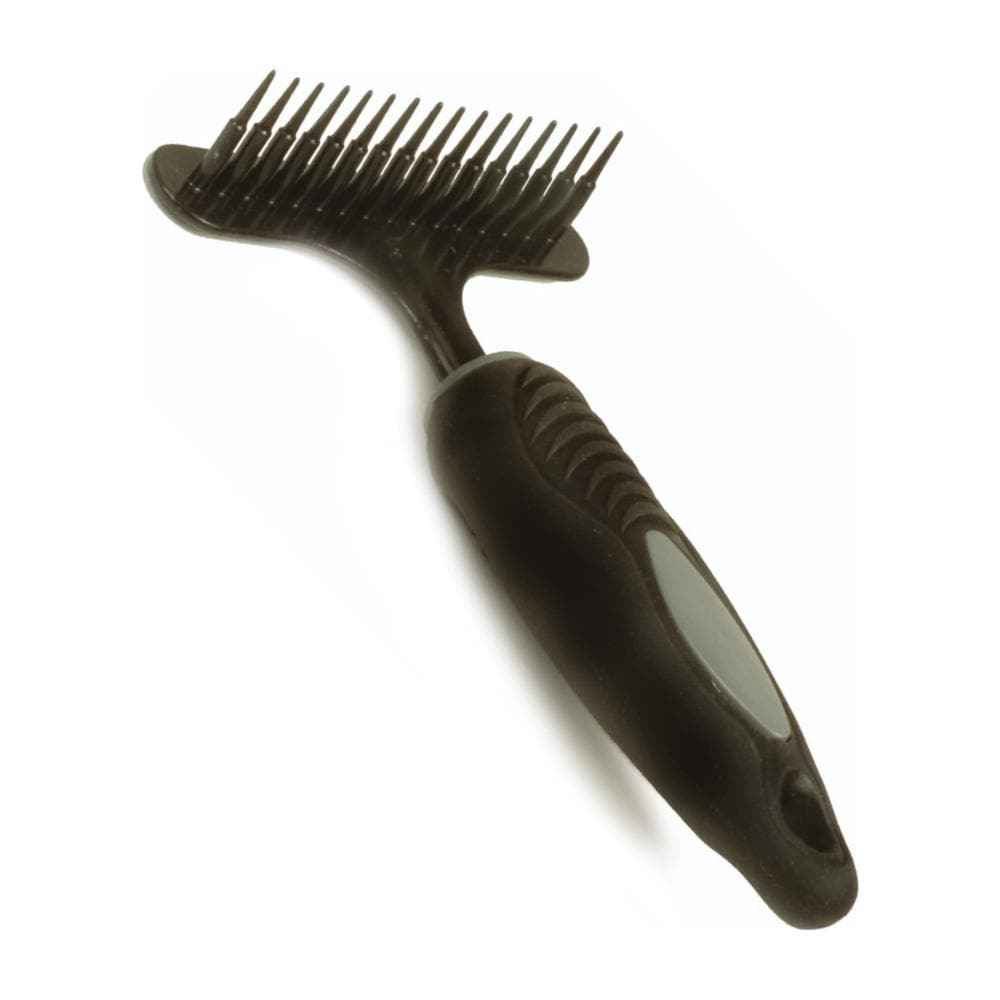 Pettine raschiatore piccolo in metallo con denti conici e con manico in gomma per cani e gatti. cm 16x9 - Foto 1