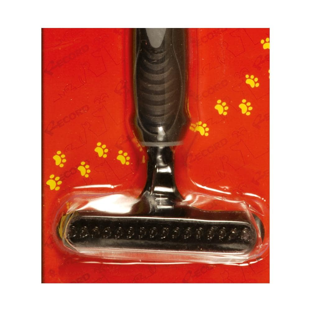 Pettine raschiatore piccolo in metallo con denti conici e con manico in gomma per cani e gatti. cm 16x9 - Foto 2