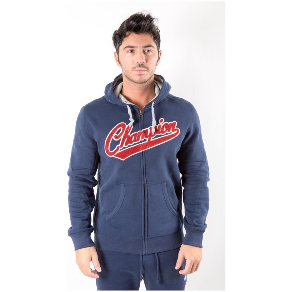 Felpa Uomo Varsity Full Zip Con Cappuccio S Blu - Foto 1