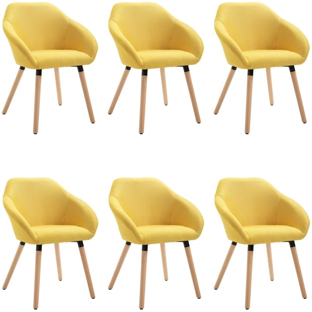 Sedie Da Pranzo 6 Pz Gialle In Tessuto - Foto 2