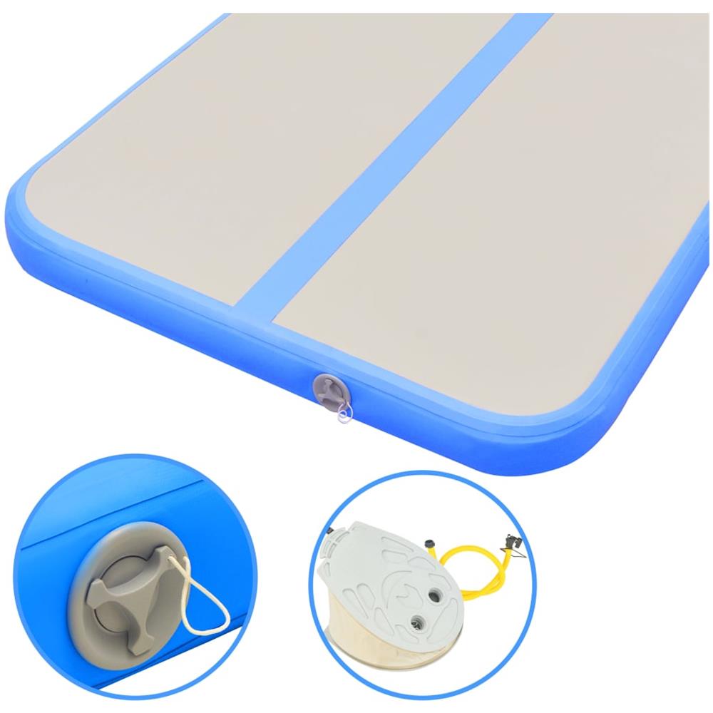 Tappetino Ginnastica Gonfiabile Con Pompa 700x100x10cm Pvc Blu - Foto 8