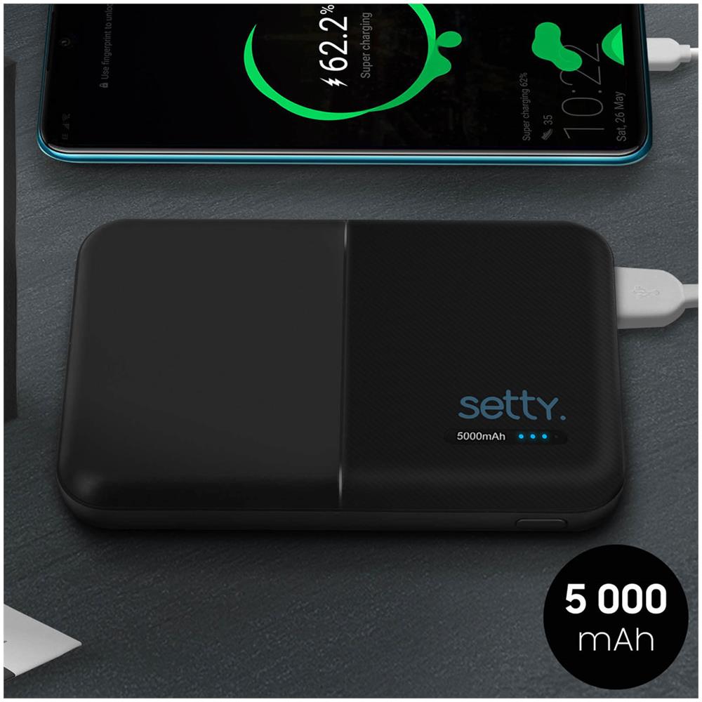 Powerbank 5000mah 2 Porte Usb 2a Uscita Formato Compatto Nero - Foto 5
