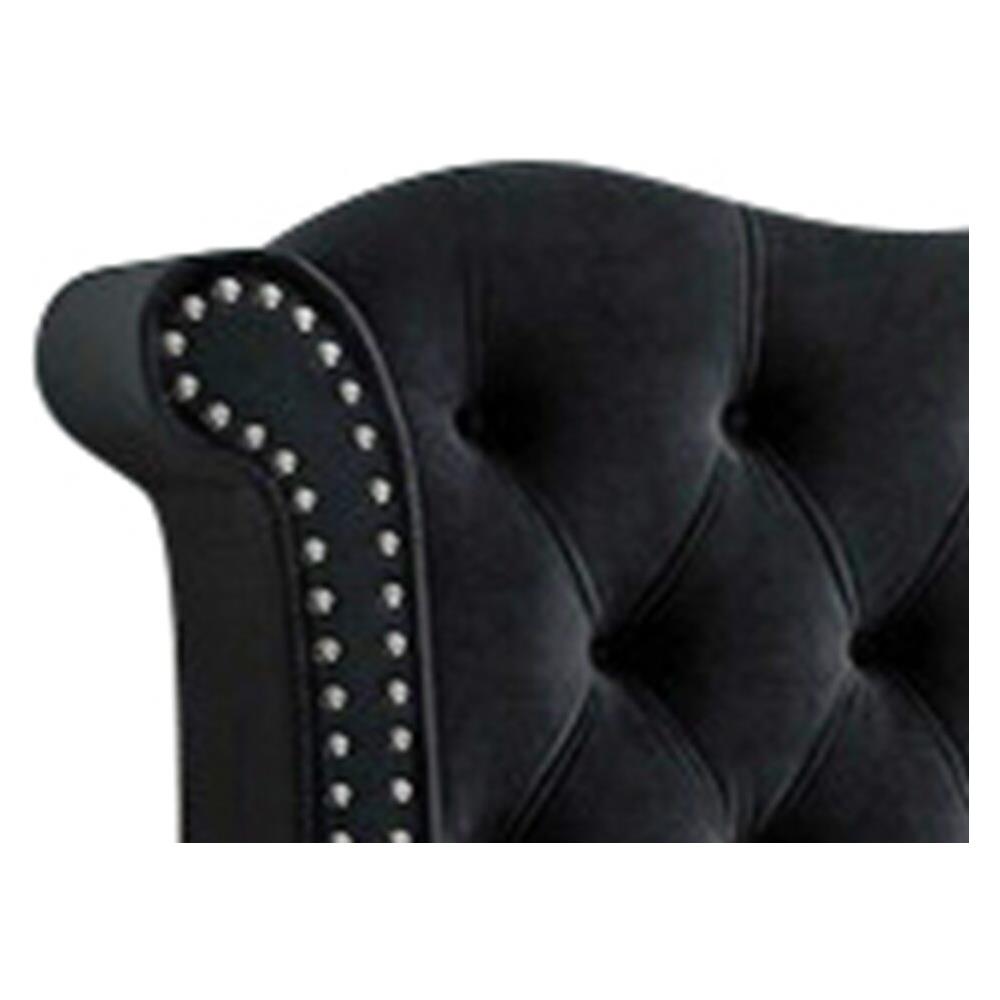 Letto Matrimoniale In Velluto Nero 180 X 200 Cm Ayette - Foto 2