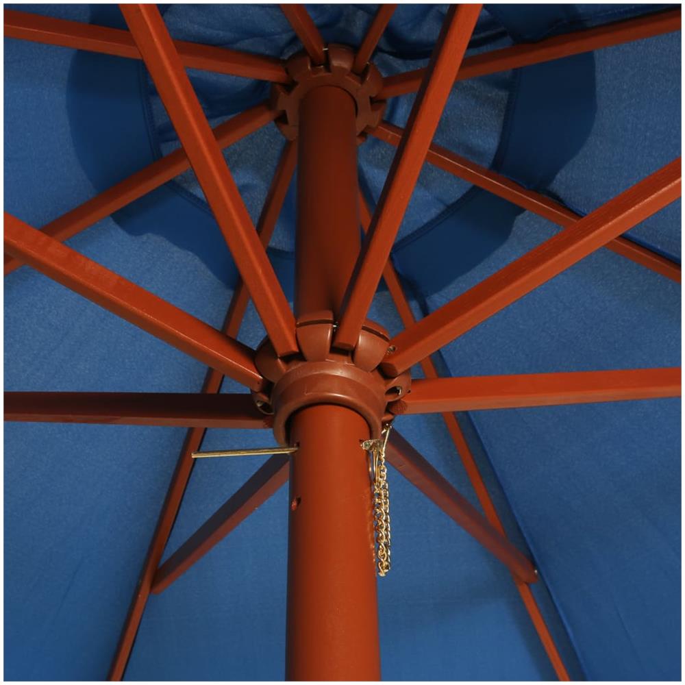 Ombrellone Con Palo In Legno 300x258 Cm Blu - Foto 2