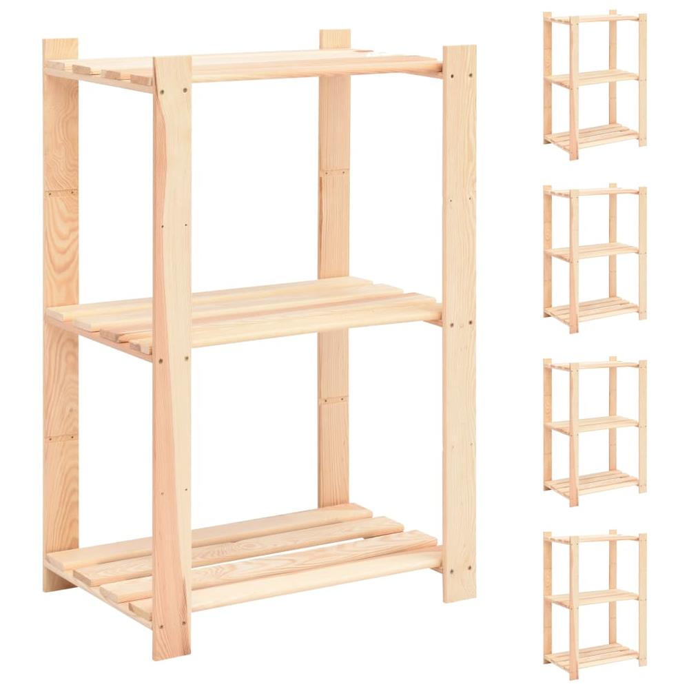 Scaffali A 3 Livelli 5 Pz 60x38x90 Cm Massello Pino Fsc 150 Kg - Foto 1