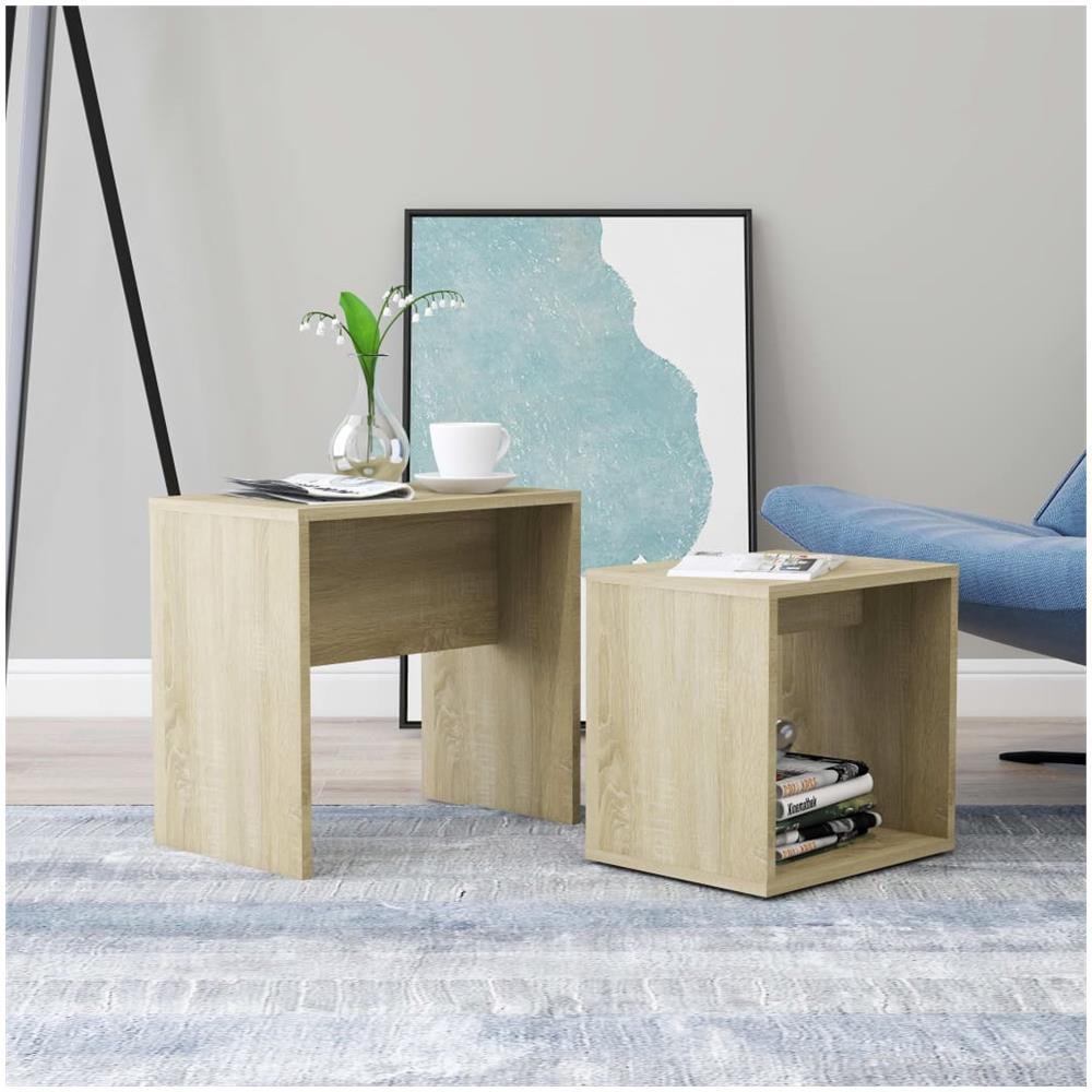 Set Tavolini Salotto Rovere Sonoma 48x30x45cm Legno Multistrato - Foto 1