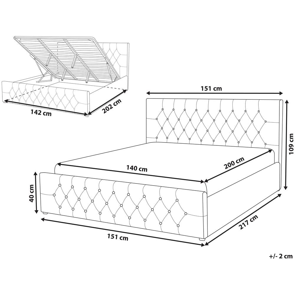Letto Contenitore Singolo Velluto Grigio 140 X 200 Cm Amiens - Foto 2