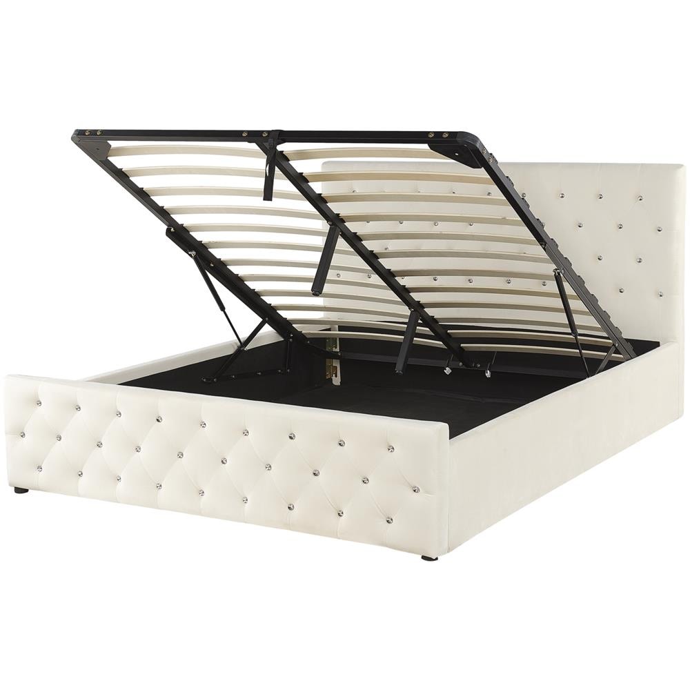 Letto Contenitore Singolo Velluto Grigio 140 X 200 Cm Amiens - Foto 1