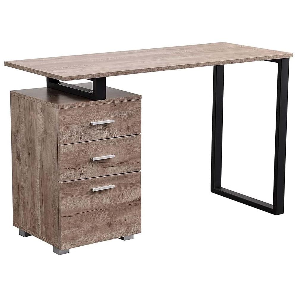 Zjj-4a-oak Scrivania Di Legno Struttura Dacciaio Compatto Rettangolare Quercia - Foto 1