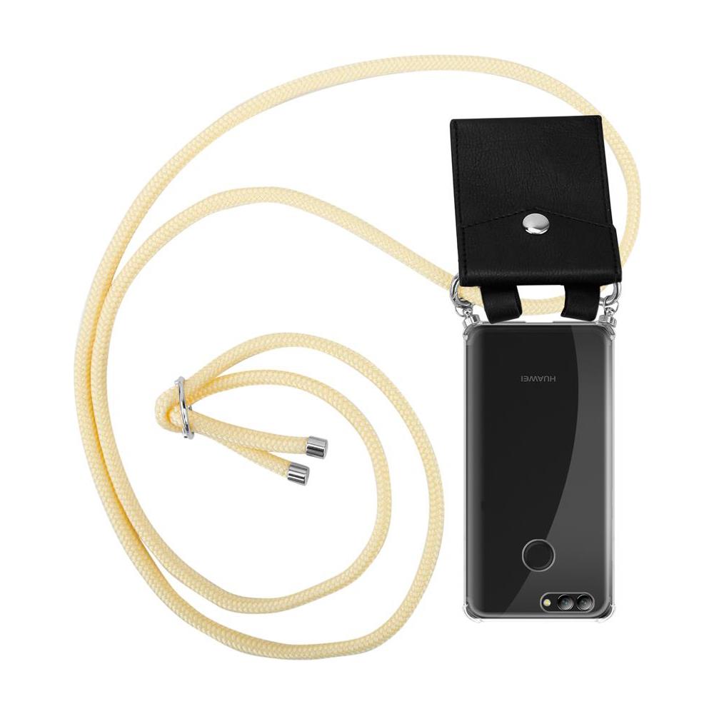 Catena Di Telefoni Cellulari Compatibile Con Huawei Nova 2 In Crema Beige - Coperchio Protettivo In Silicone Con Anelli D'argento, Cinturino In Corda E Custodia Staccabile - Foto 1