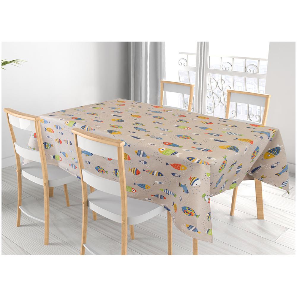 Tovaglia Salotto Cucina In Tessuto Miros Made In Italy Dis Pesciolini Colorati 140x240 Pesciolini - Foto 1