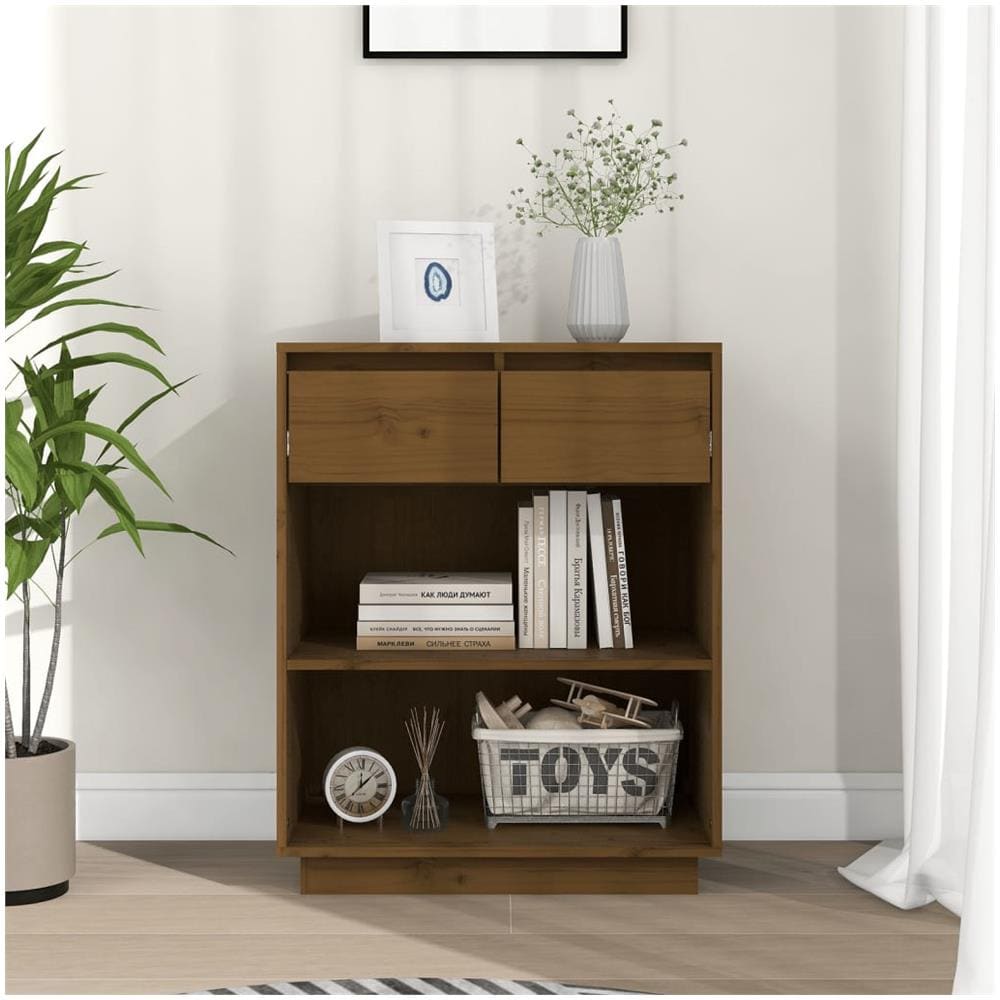 Mobile Consolle Miele 60x34x75 Cm In Legno Massello Di Pino - Foto 1