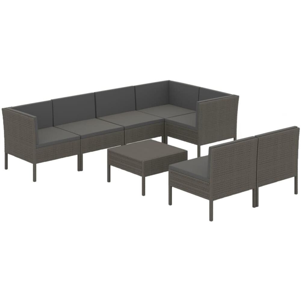 Set Divani Da Giardino 8 Pz Con Cuscini In Polyrattan Grigio - Foto 2
