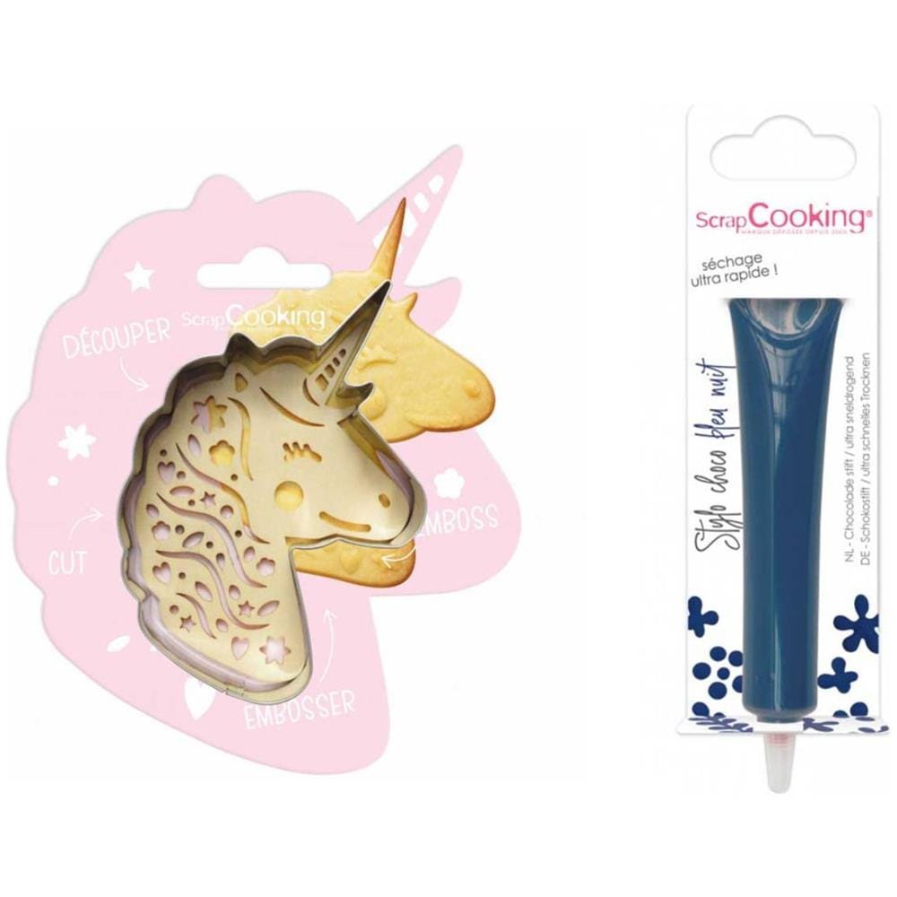 Kit Biscotti Unicorn Relief + Penna Al Cioccolato Blu Notte - Foto 1