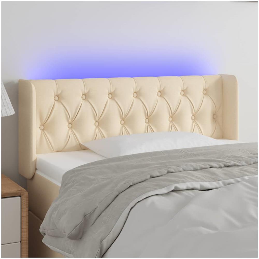 Testiera A Led Crema 93x16x78/88 Cm In Tessuto - Foto 1