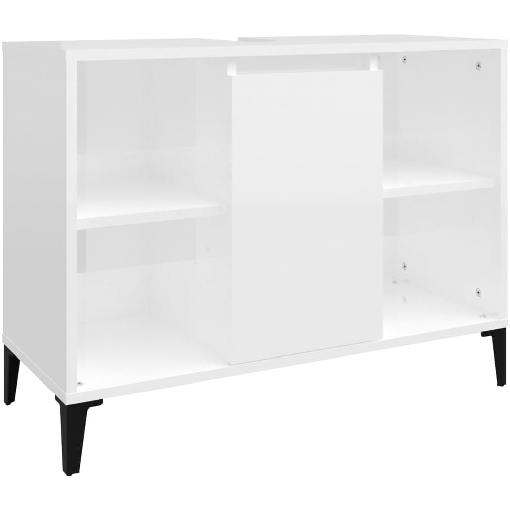 Mobile Lavabo Bianco Lucido 80x33x60 Cm In Legno Multistrato - Foto 2