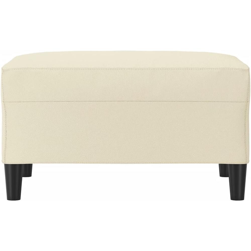Poggiapiedi Crema 70x55x41 Cm In Similpelle - Foto 3