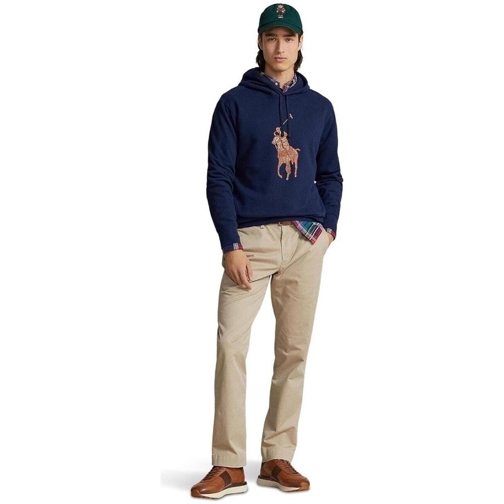 Felpa Polo Ralph Lauren The Rl Fleece Leather-big Pony Hoodie Tg M - Foto 2