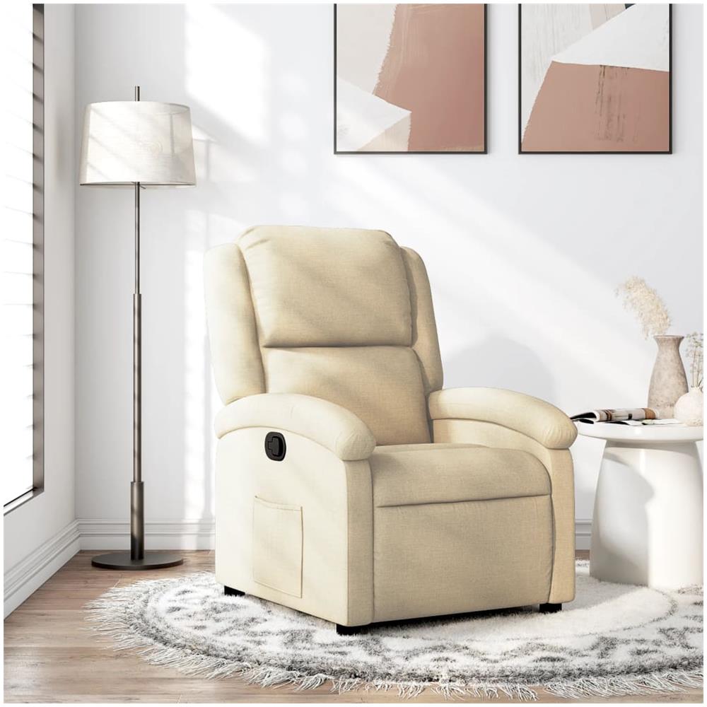 Poltrona Reclinabile In Tessuto Crema - Foto 1